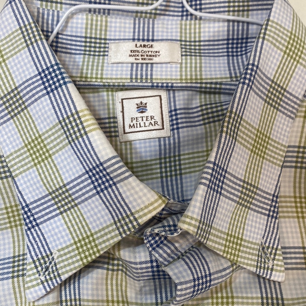 Peter Millar Blue/Green Button Down L - image 1
